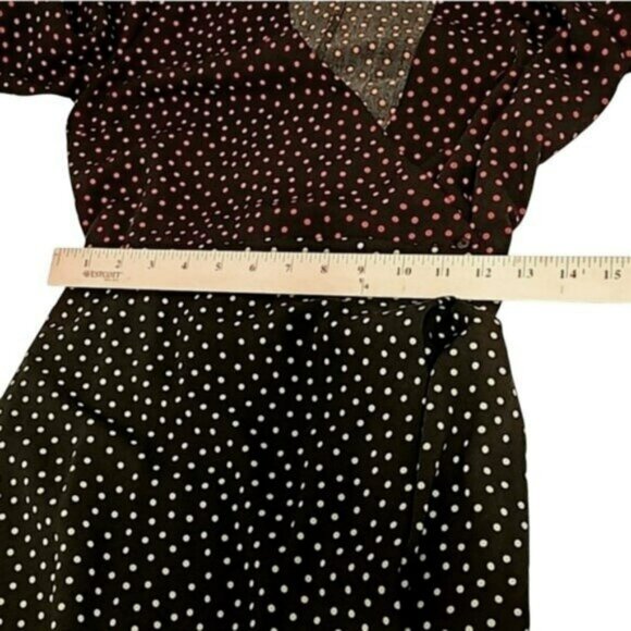 Zara Women's Midi Wrap Dress Size Small Black Colorful Polka Dots Rockabilly Ska - Picture 13 of 14
